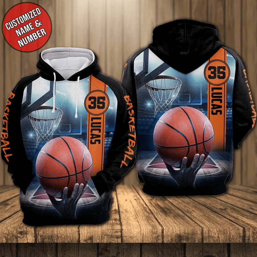 Personalized Basketball Throw Hoodie 3D All Over Print With Your Name