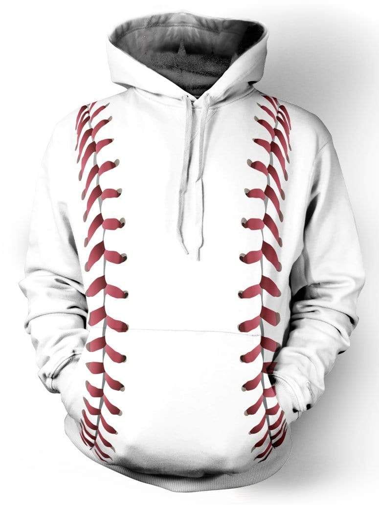 Baseball Stiches White Hoodie 3D All Over Print PAN3HD0068