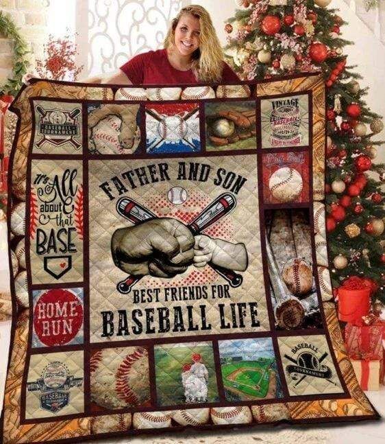 Gifts For Dad  Baseball Father And Son Best Friends For Baseball Life Quilt