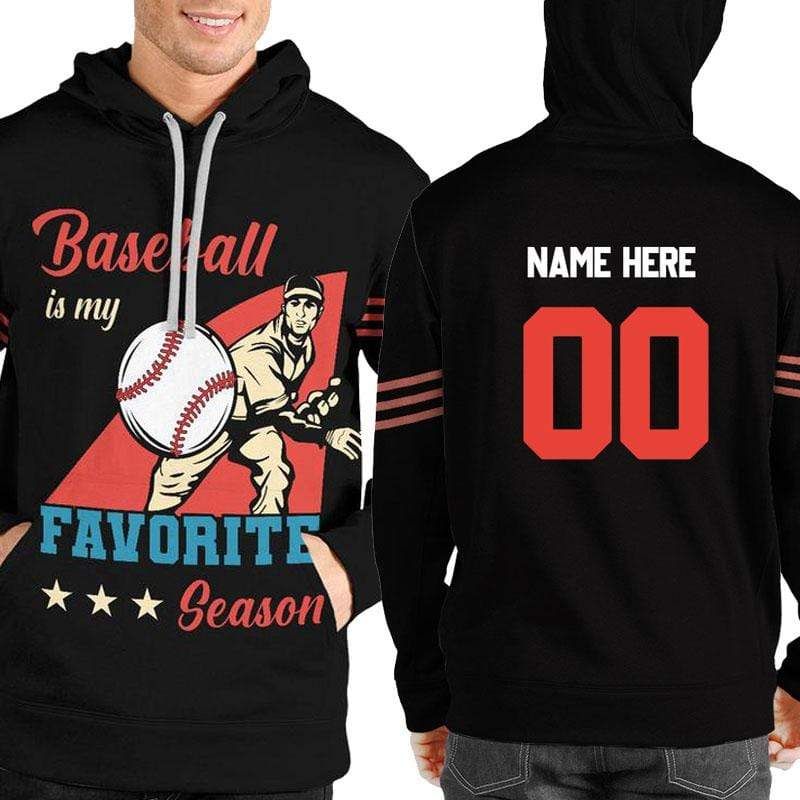 Personalized Baseball Is My Season Custom Name & Number Hoodie 3D All Over Print