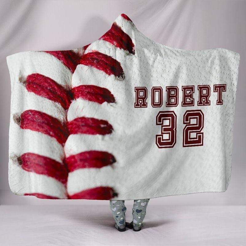 Personalized Customized Baseball Hooded Blanket With Your Name PAN3HDB0004