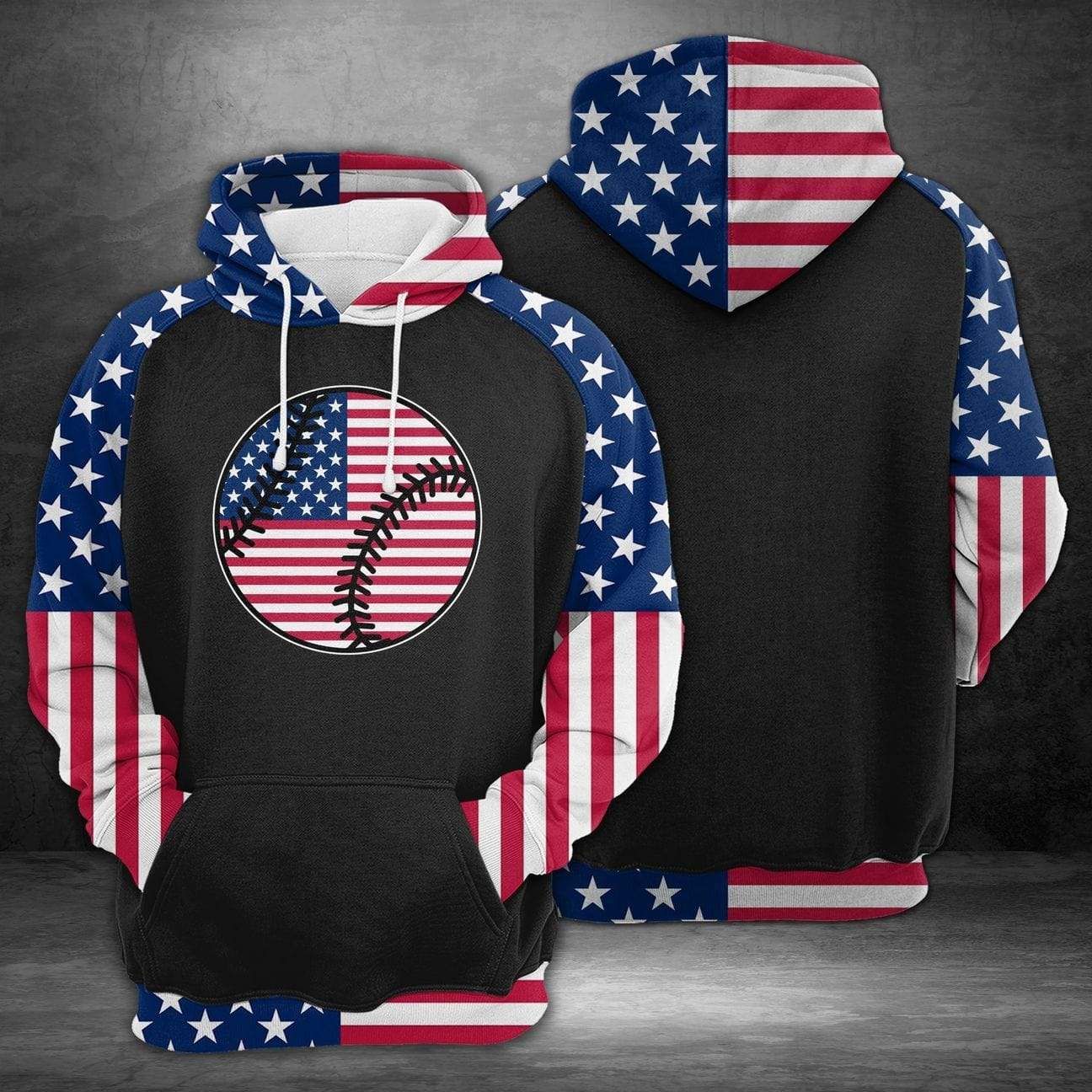 Americans Love Baseball US Flag Hoodie 3D All Over Print