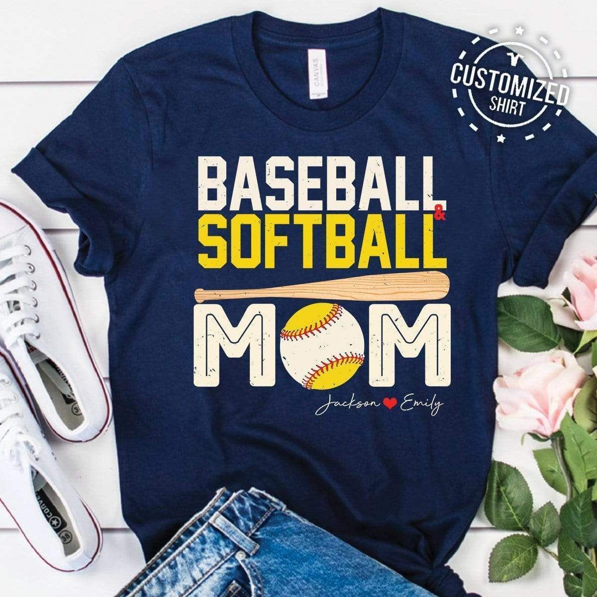 Personalized Baseball Softball Mom - Customized Shirt