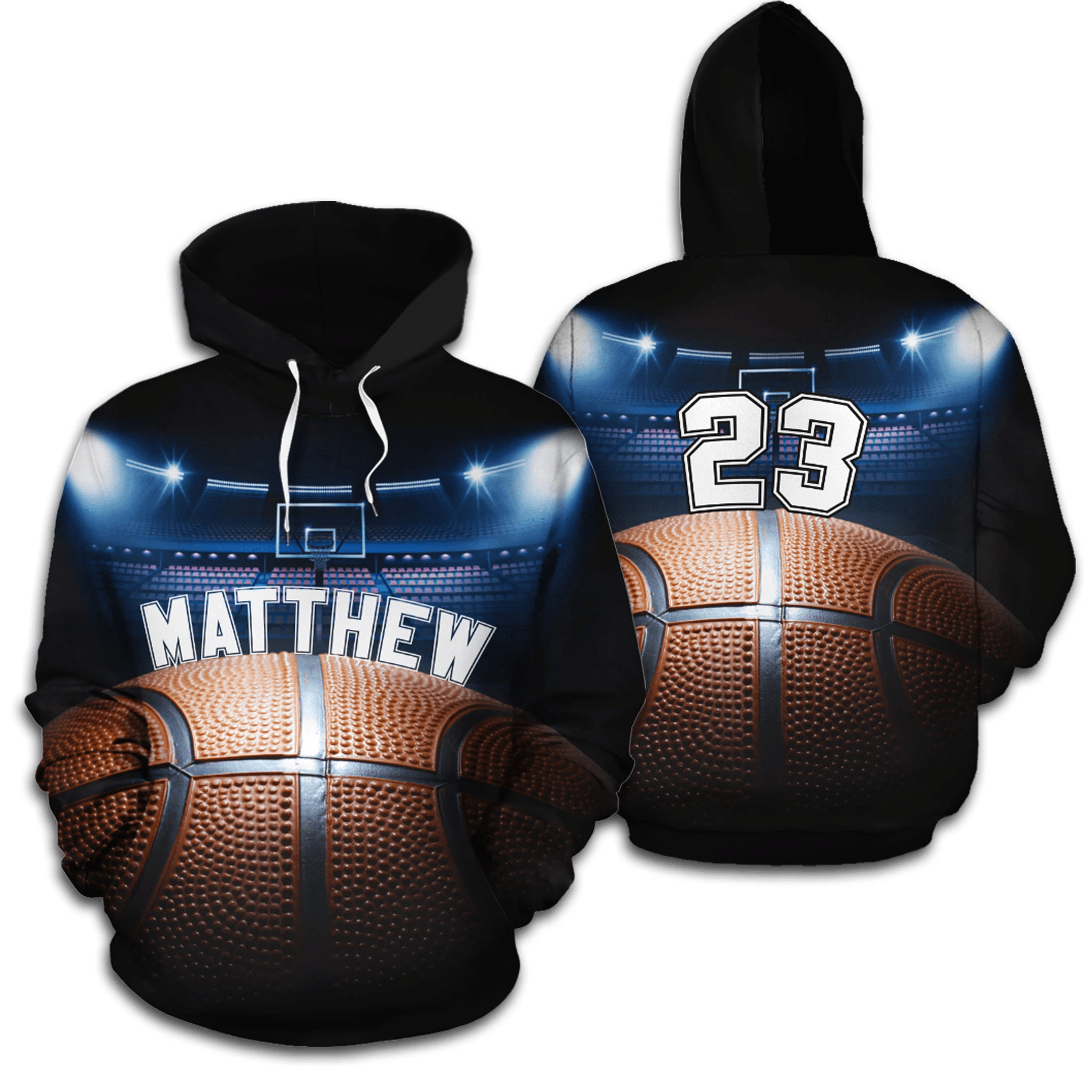 Personalized Basketball Court Custom Hoodie 3D With Name And Number PAN