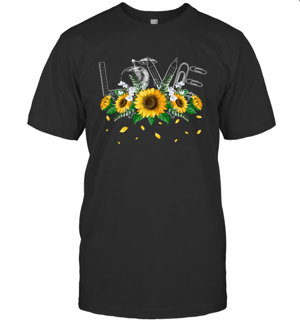 Back To School Love Teacher Gifts Sunflower T-Shirt