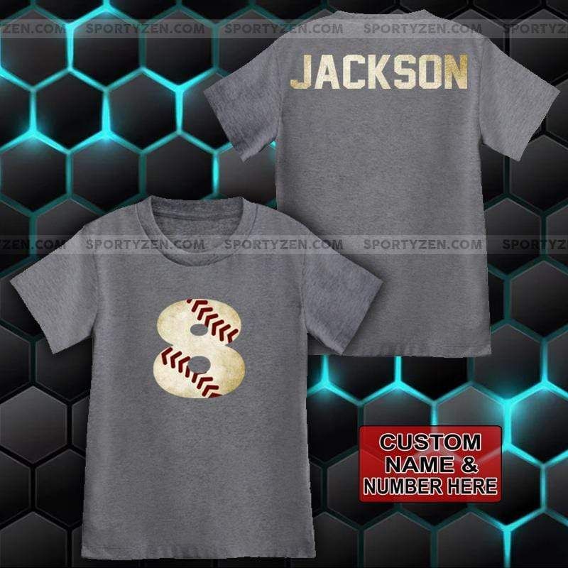 Custom T Shirts Baseball Line With Name & Number