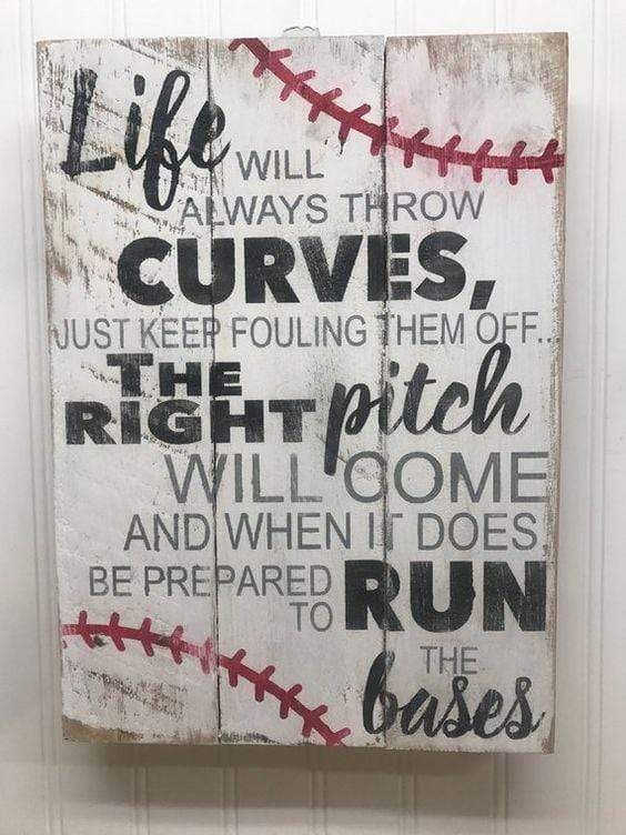 Baseball Life Will Always Throw Curves, Just Keep Fouling Them Off Canvas Prints PAN