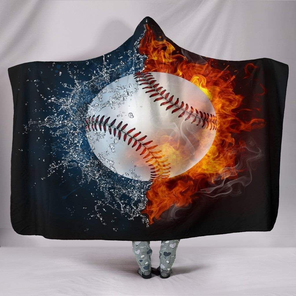 Baseball Fire And Water Hooded Blanket