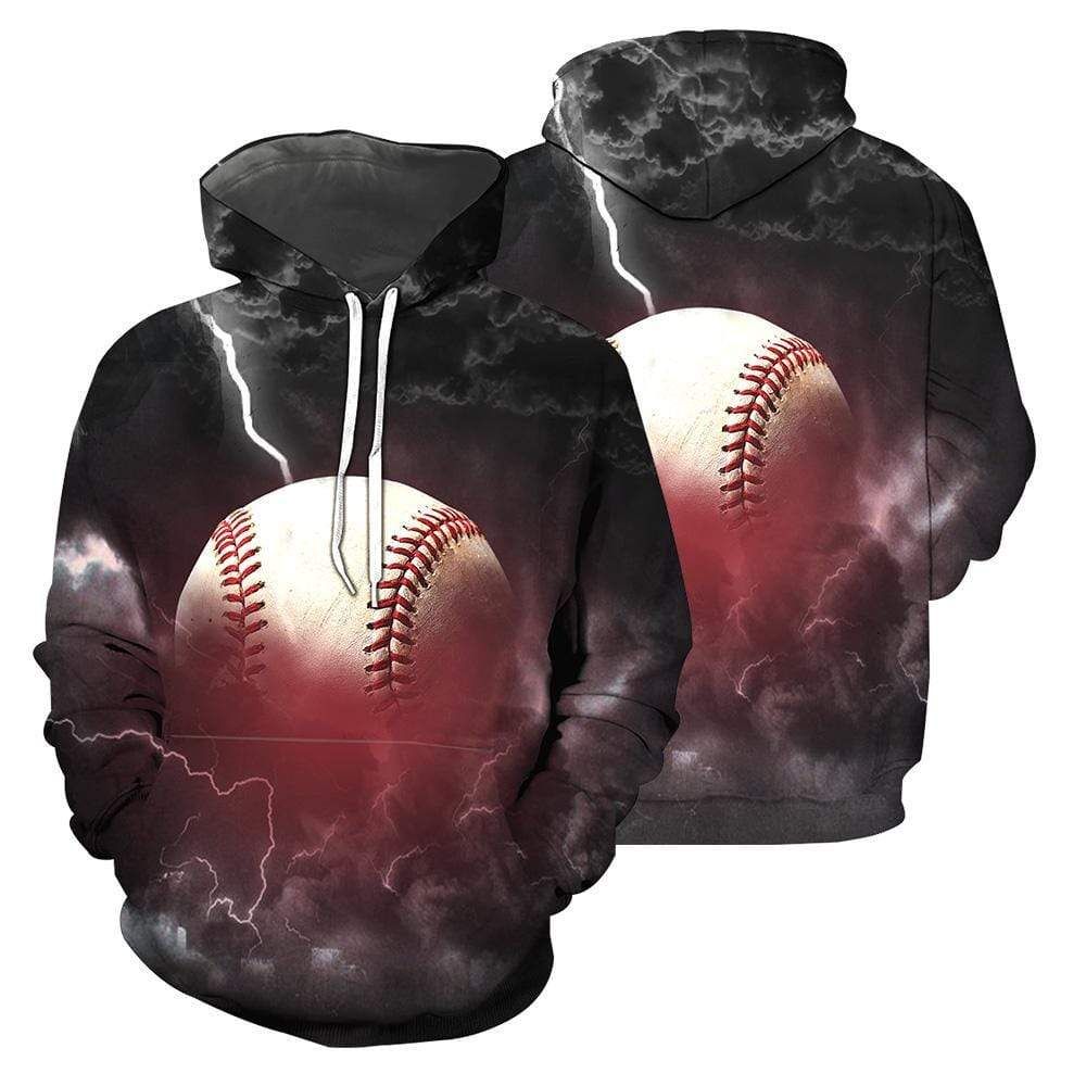 Awesome Baseball In Storm Hoodie 3D All Over Print