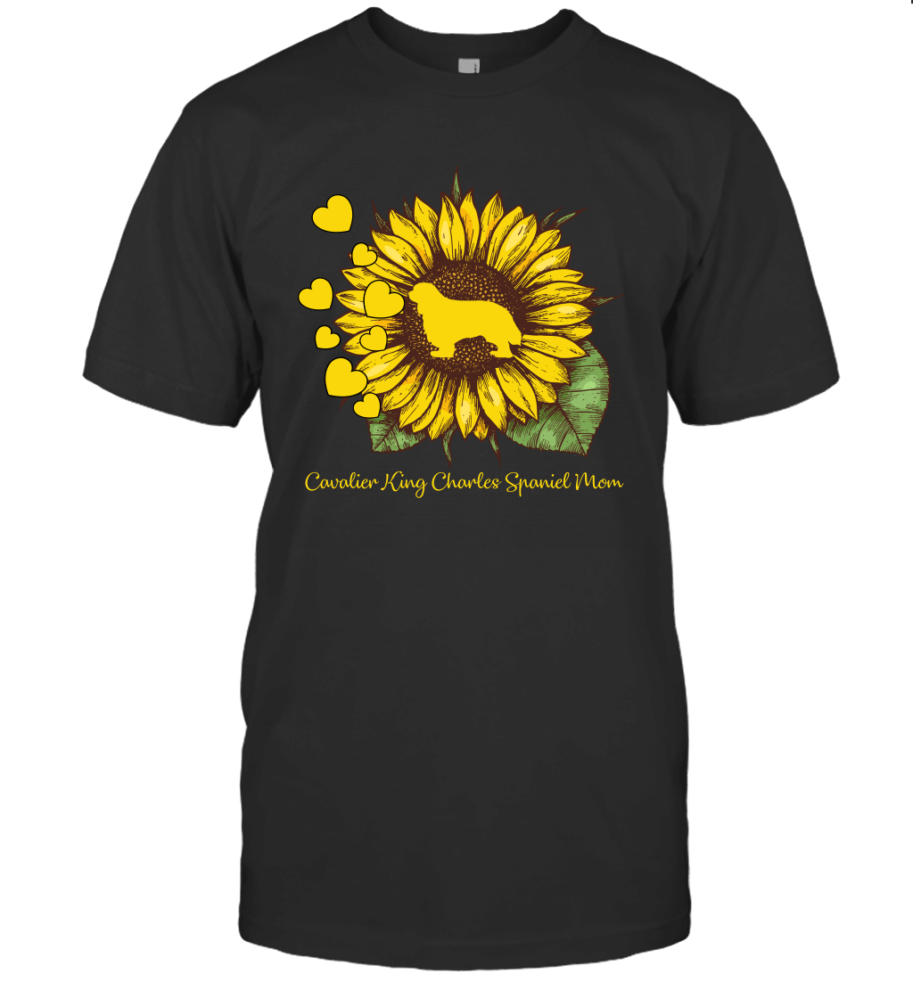 Dog Mom Cavalier Lovers Hippie Style Women Gifts Sunflower T-Shirt