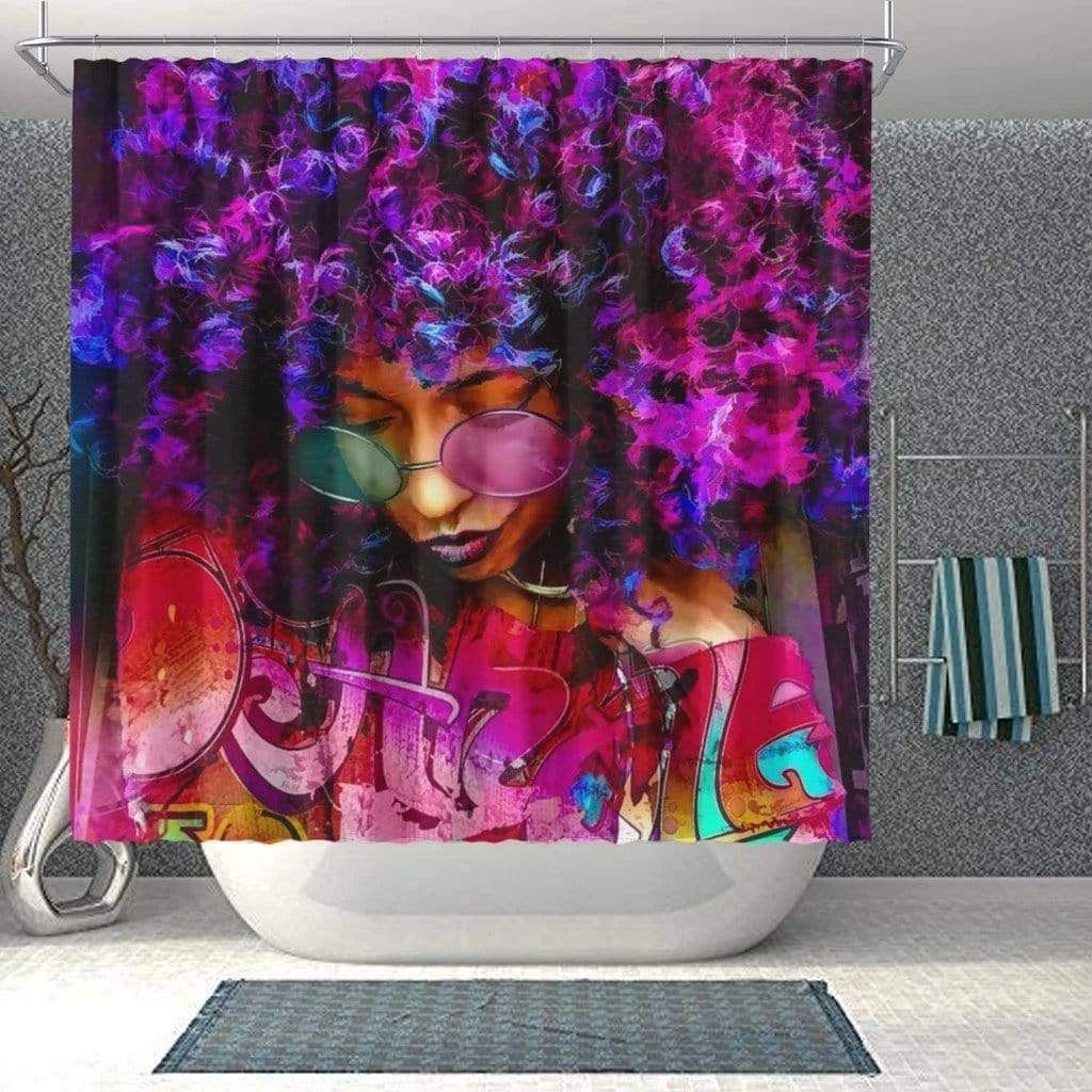African Dope Art Afro Black Woman Bathroom Shower Curtain