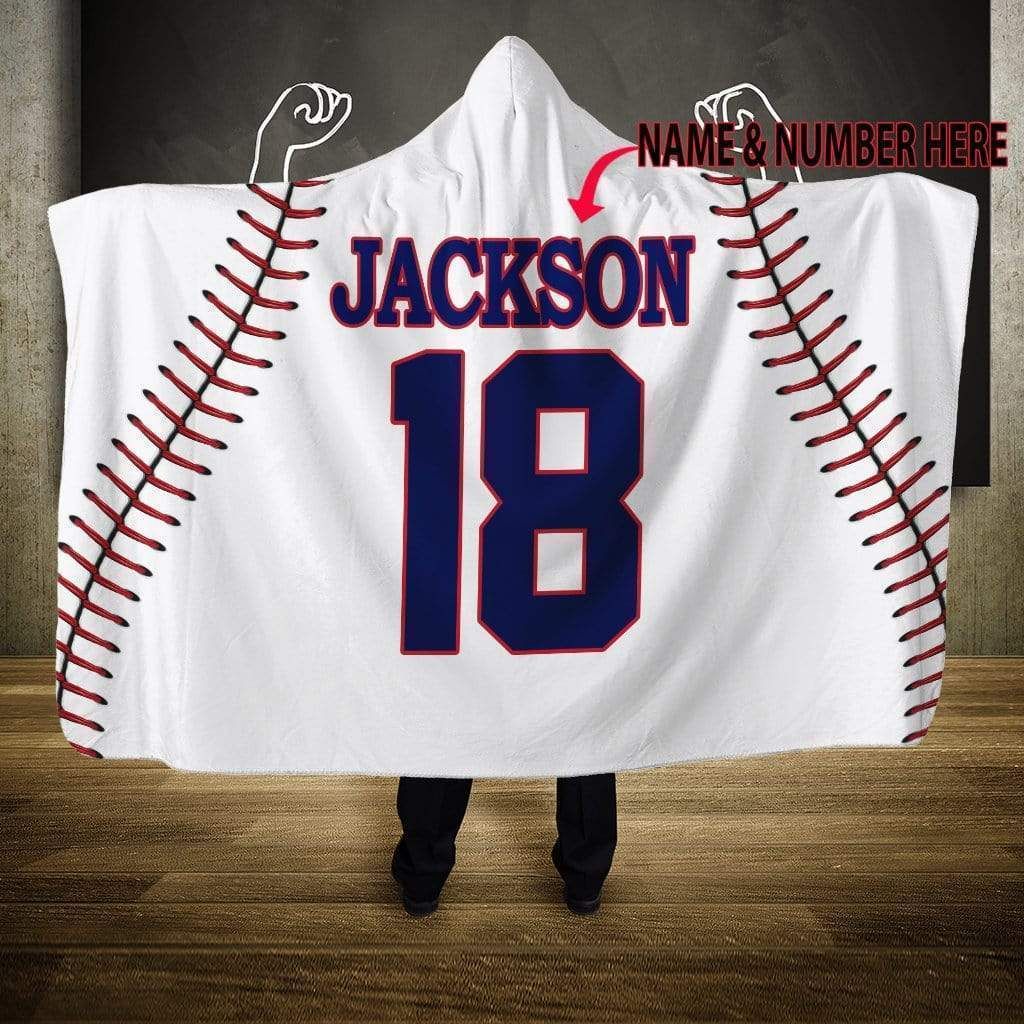 Personalized Custom Name Baseball Hooded Blanket PAN3HDB0005