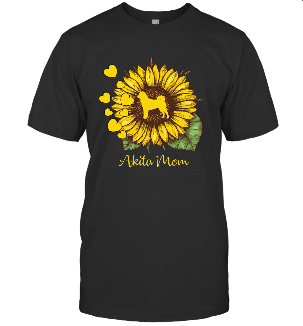 Dog Mom Akita Lovers Hippie Style Women Gifts Sunflower T-Shirt