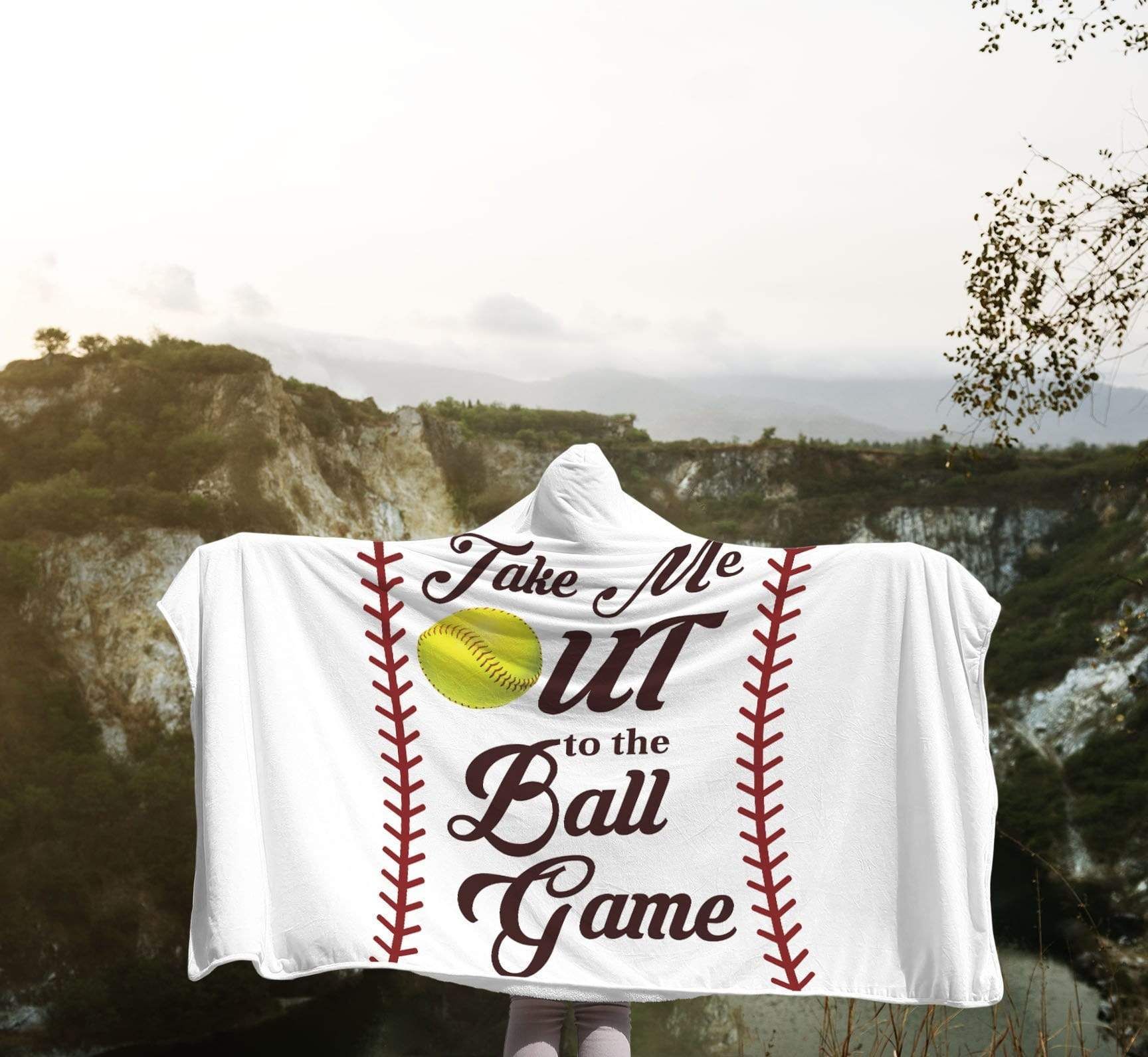 Baseball Softball Hooded Blanket Take Me Out To The Ball Game