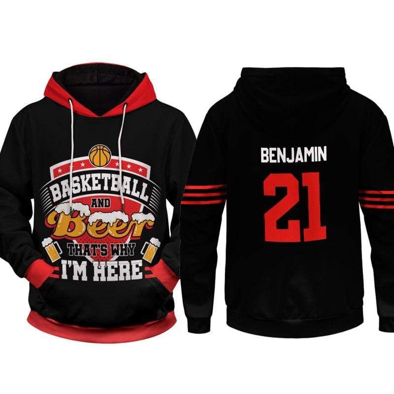 Personalized Basketball And Beer That'S Why I'M Here Custom Name & Number Hoodie 3D All Over Print