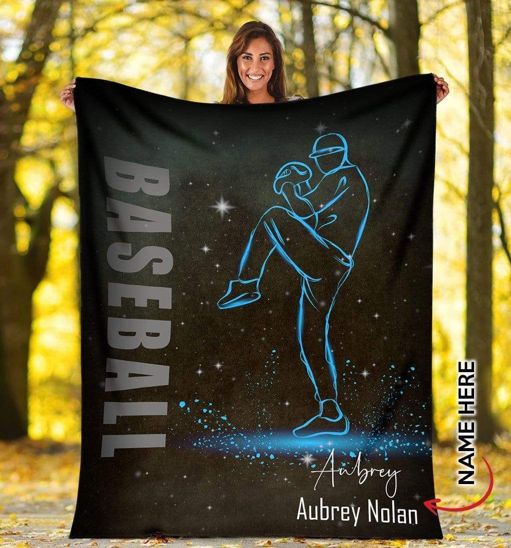 Personalized Custom Fleece Blanket Baseball Galaxy