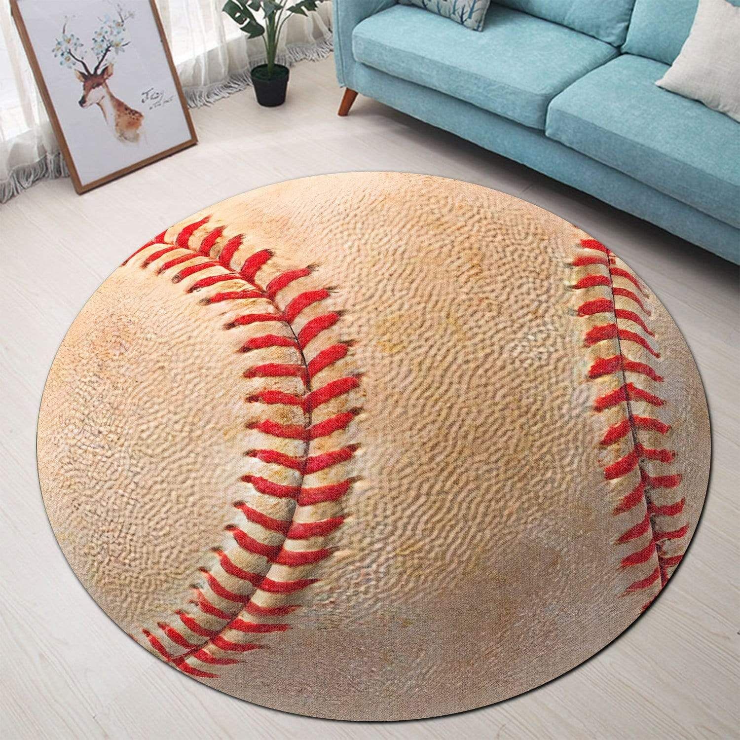 Baseball 3D Custom Premium Round Rug