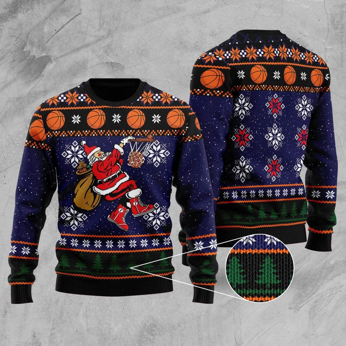 Christmas Santa Claus Play Basketball Dunking Sweater PANWS0020