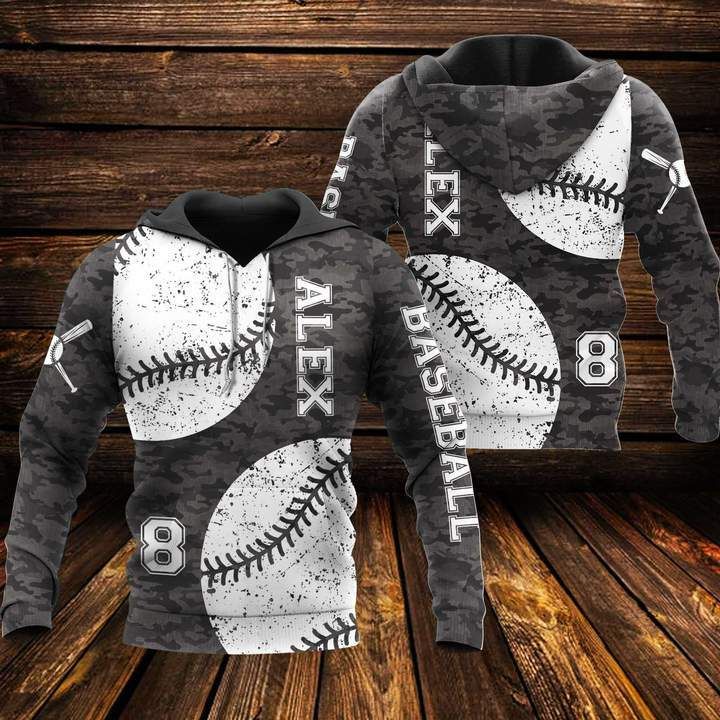 Personalized Custom Name And Number Baseball Camo Pattern Hoodie 3D All Over Print