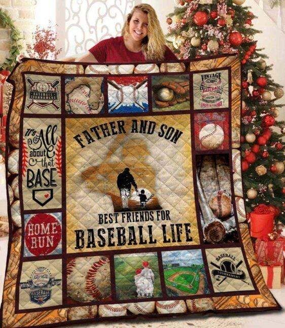 Gifts For Dad  Baseball Father And Son Best Friends For Life Quilt