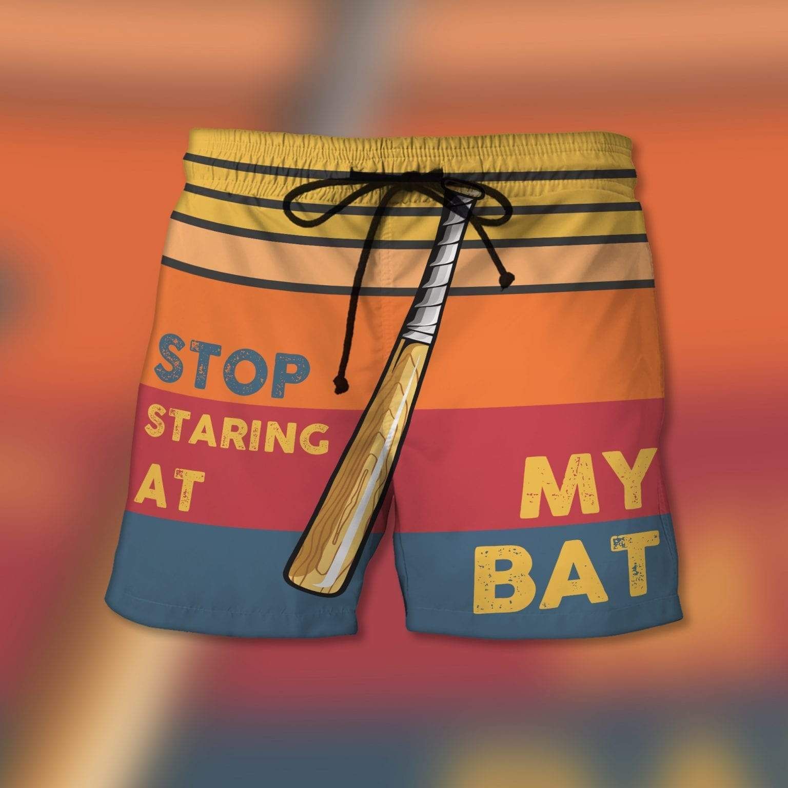 Stop Staring At My Baseball Bat Summer Swim Trunks Beach Shorts