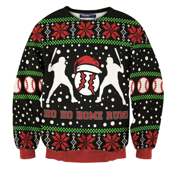 Baseball Hohohome Run Christmas 100% Wool Material Sweater