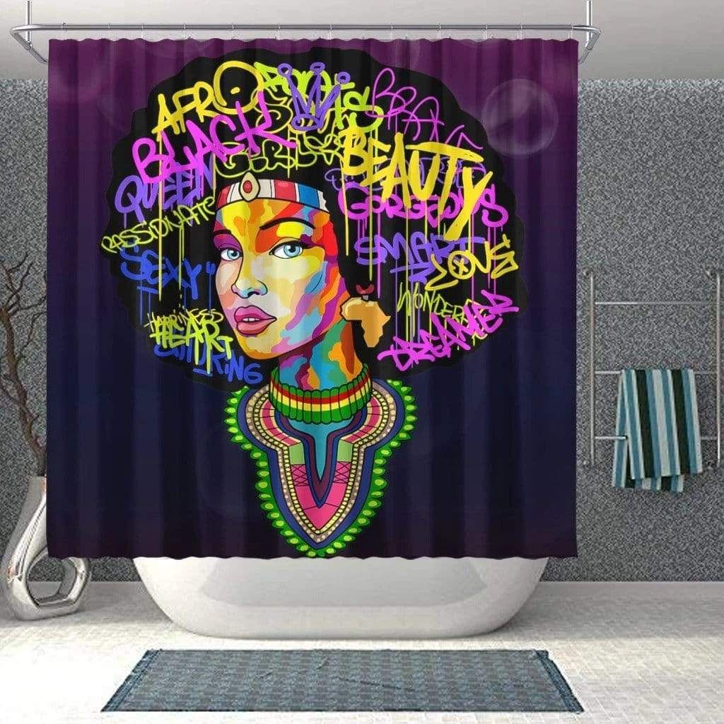 Proud African Dashiki Black Woman Bathroom Shower Curtain