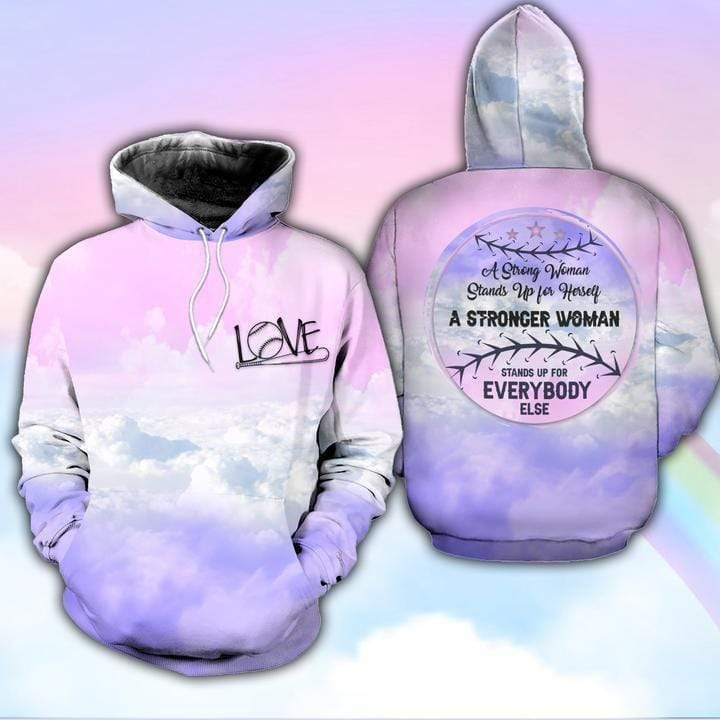 A Strong Woman Stands Up For Everybody Else Softball Hoodie 3D All Over Print