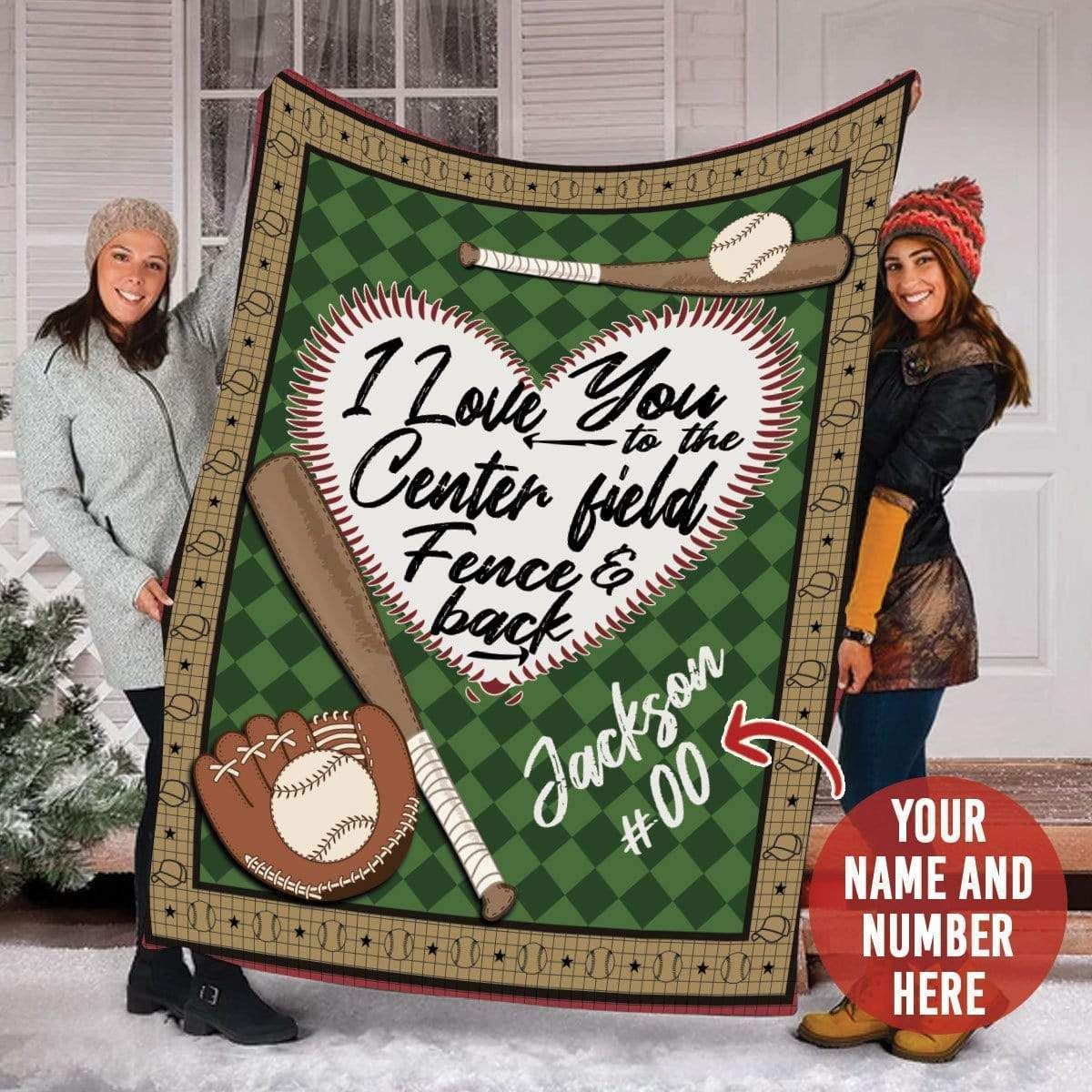 Personalized Custom Fleece Blanket Baseball With Name - I Love You