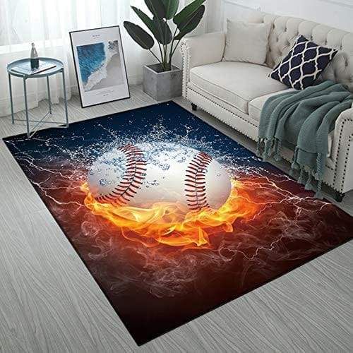 Baseball Fire And Water Rectangle Rug