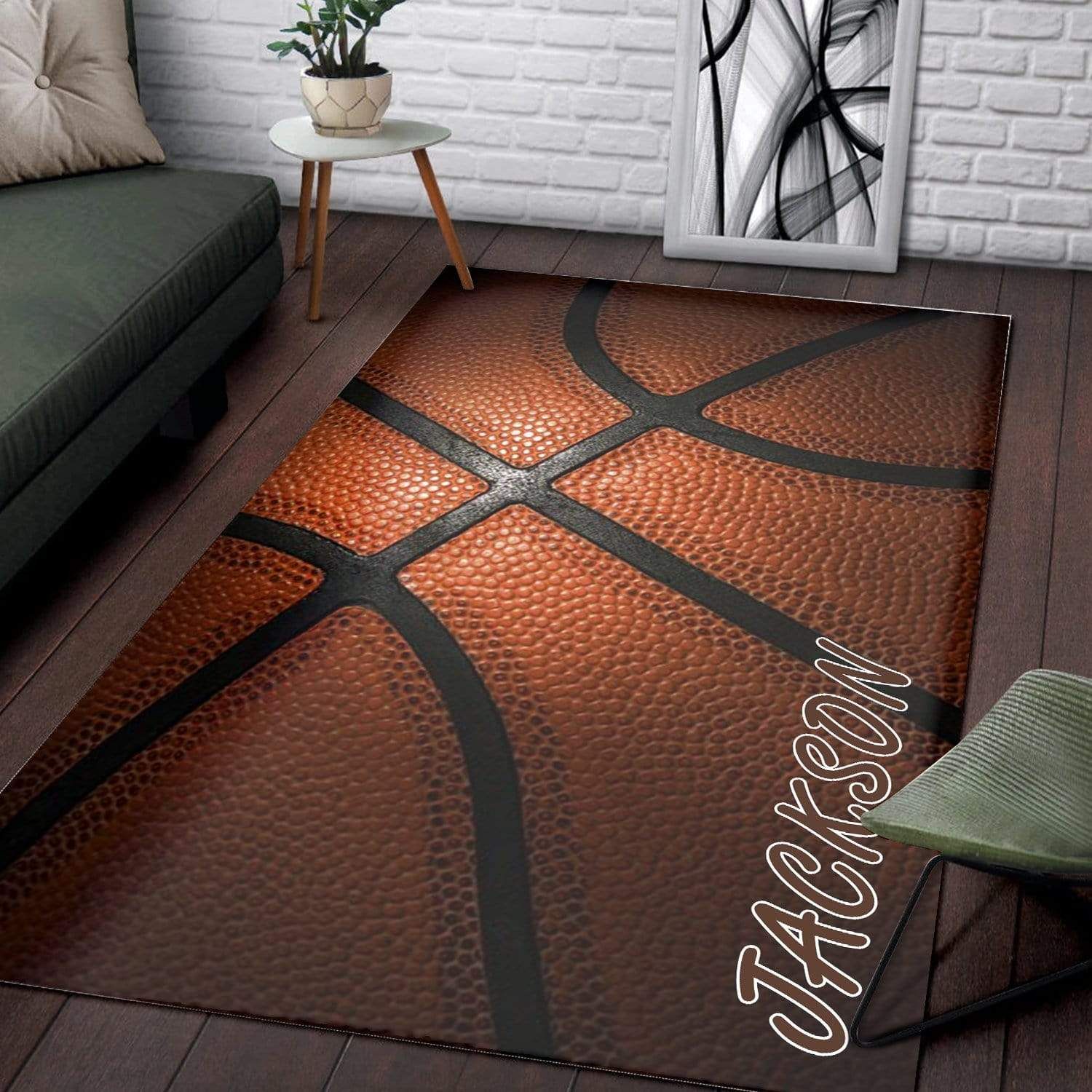Basketball 3D Custom Name Rectangle Rug