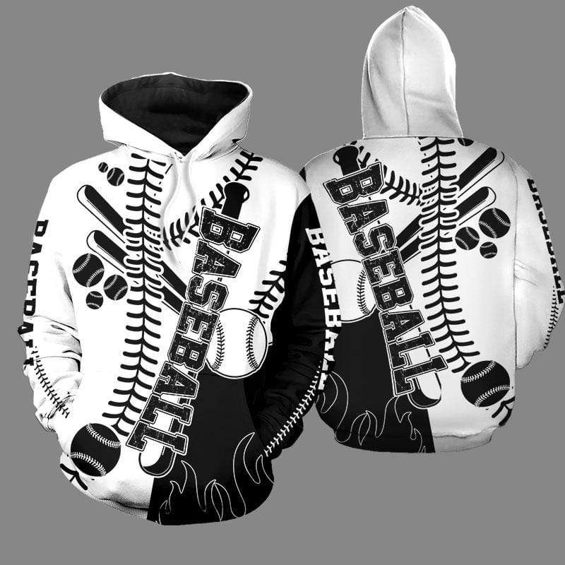 B&W Baseball Hoodie 3D All Over Print