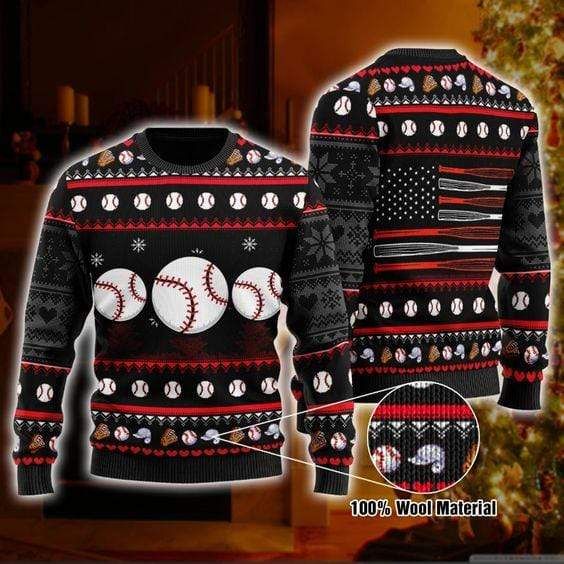 Baseball Flag Christmas Sweater