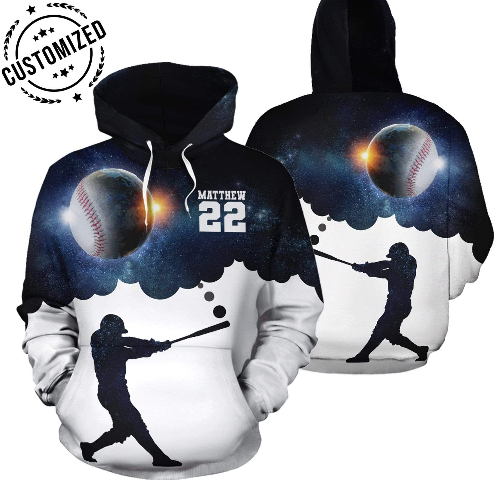 Personalized Baseball Galaxy Hoodie 3D All Over Print With Your Name