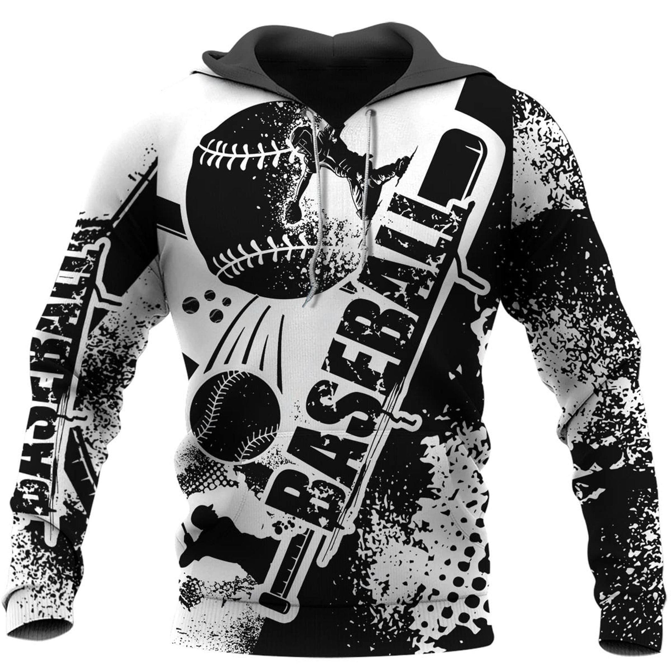 Black And White Baseball Player Hoodie 3D All Over Print