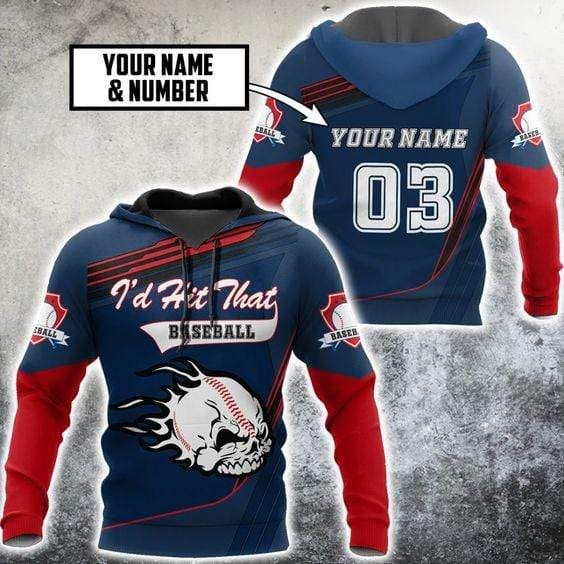Personalized I'D Hit That Baseball Custom Name And Number Hoodie 3D All Over Print