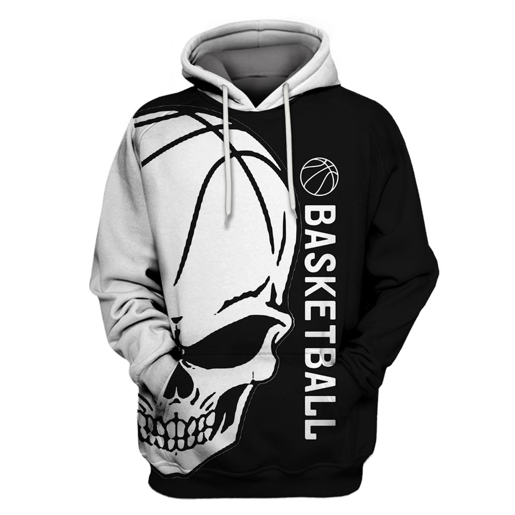 Basketball Skull Black Hoodie 3D All Over Print