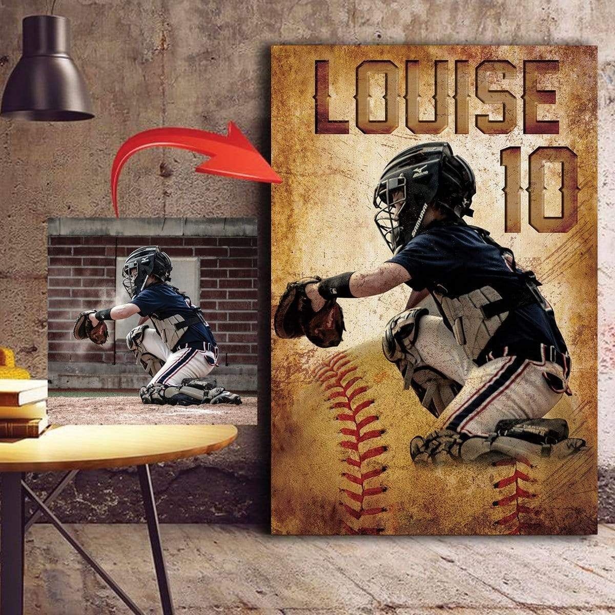 Personalized Baseball Player Custom Canvas Prints With Your Photo PAN