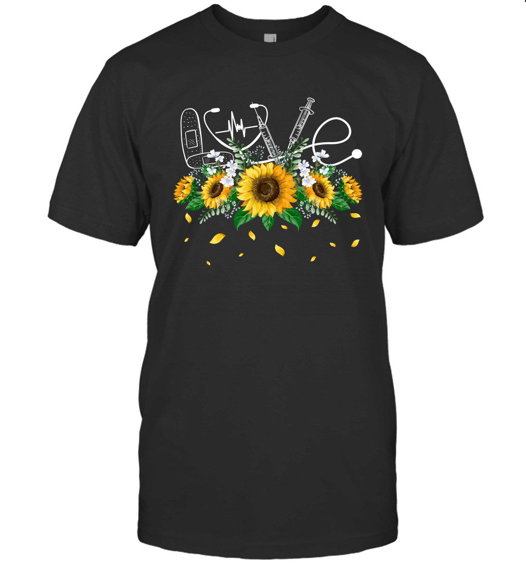 Nursing Stethoscope Nurse Gifts Sunflower T-Shirt