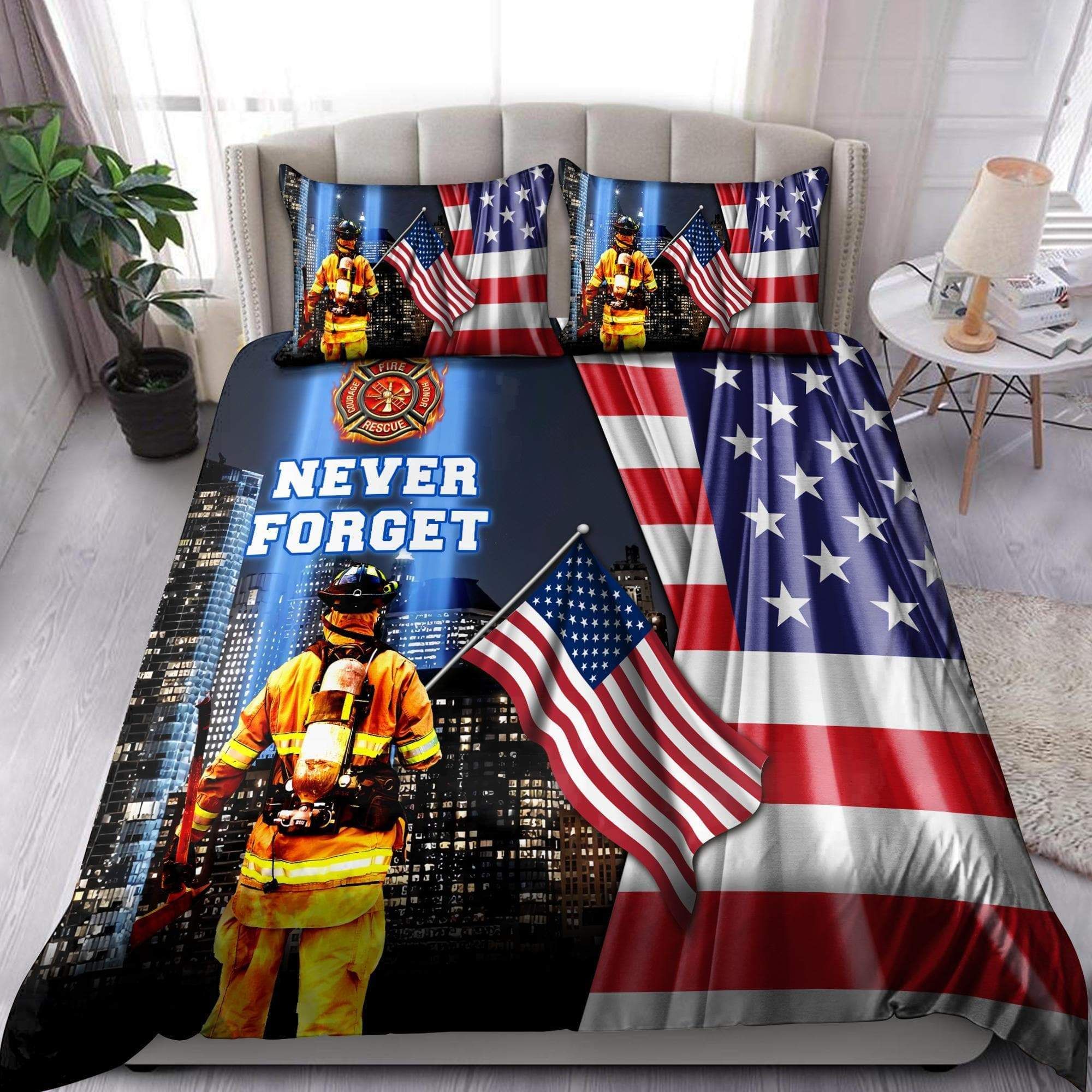 Firefighter Never Forget Duvet Cover Bedding Set