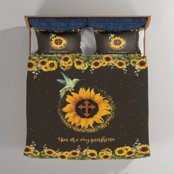 Hummingbird Sunflower Cross You Are My Sunshine Bedding Set