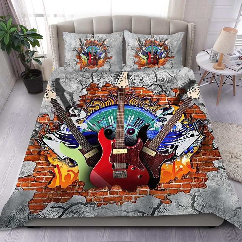 Electric Guitar Graffiti Bedding Duvet Cover Bedding Set