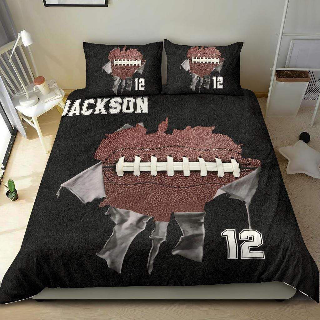 Personalized Football Custom Duvet Cover Bedding Set Torn With Your Name