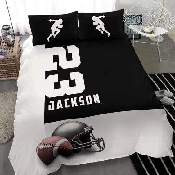 Personalized Football Black Wall Bedding Custom Name And Number Duvet Cover Bedding Set