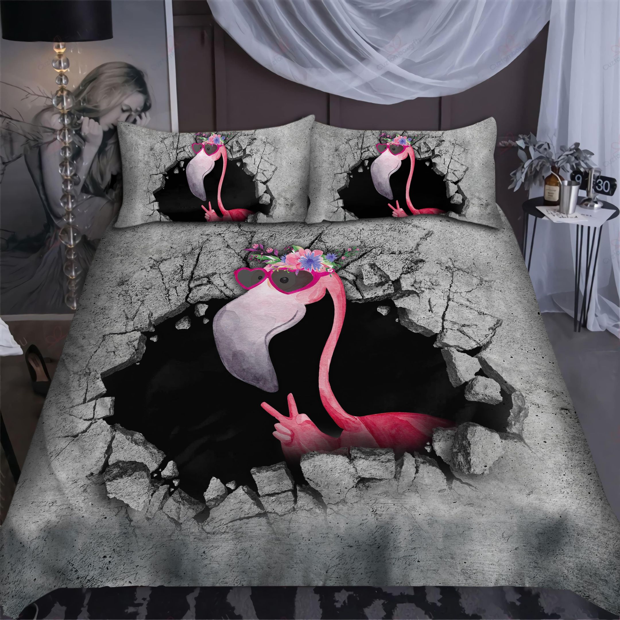 Flamingo From The Broken Wall Duvet Cover Bedding Set