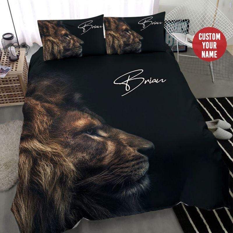 Personalized Lion Face Cool Custom Name Duvet Cover Bedding Set