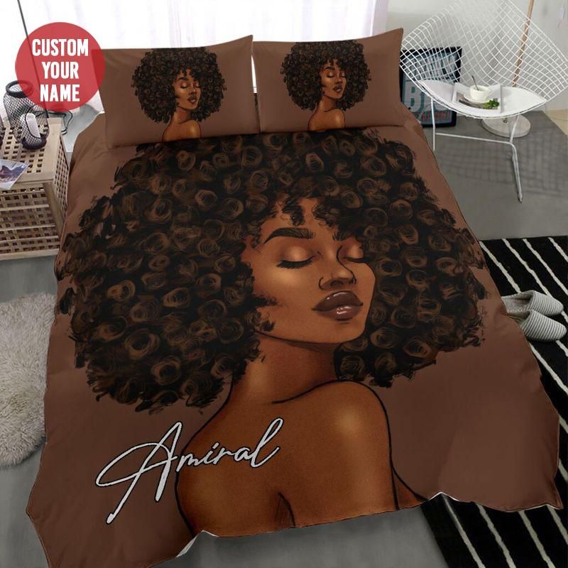Personalized Black Sassy Girl All Brown Custom Name Duvet Cover Bedding Set