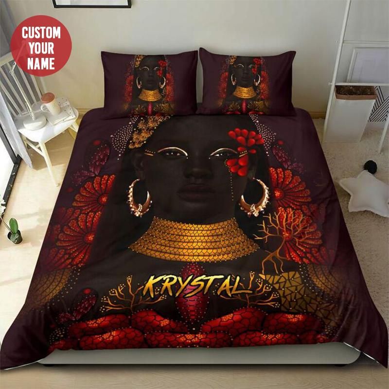 Personalized Black Goddess Custom Name Duvet Cover Bedding Set