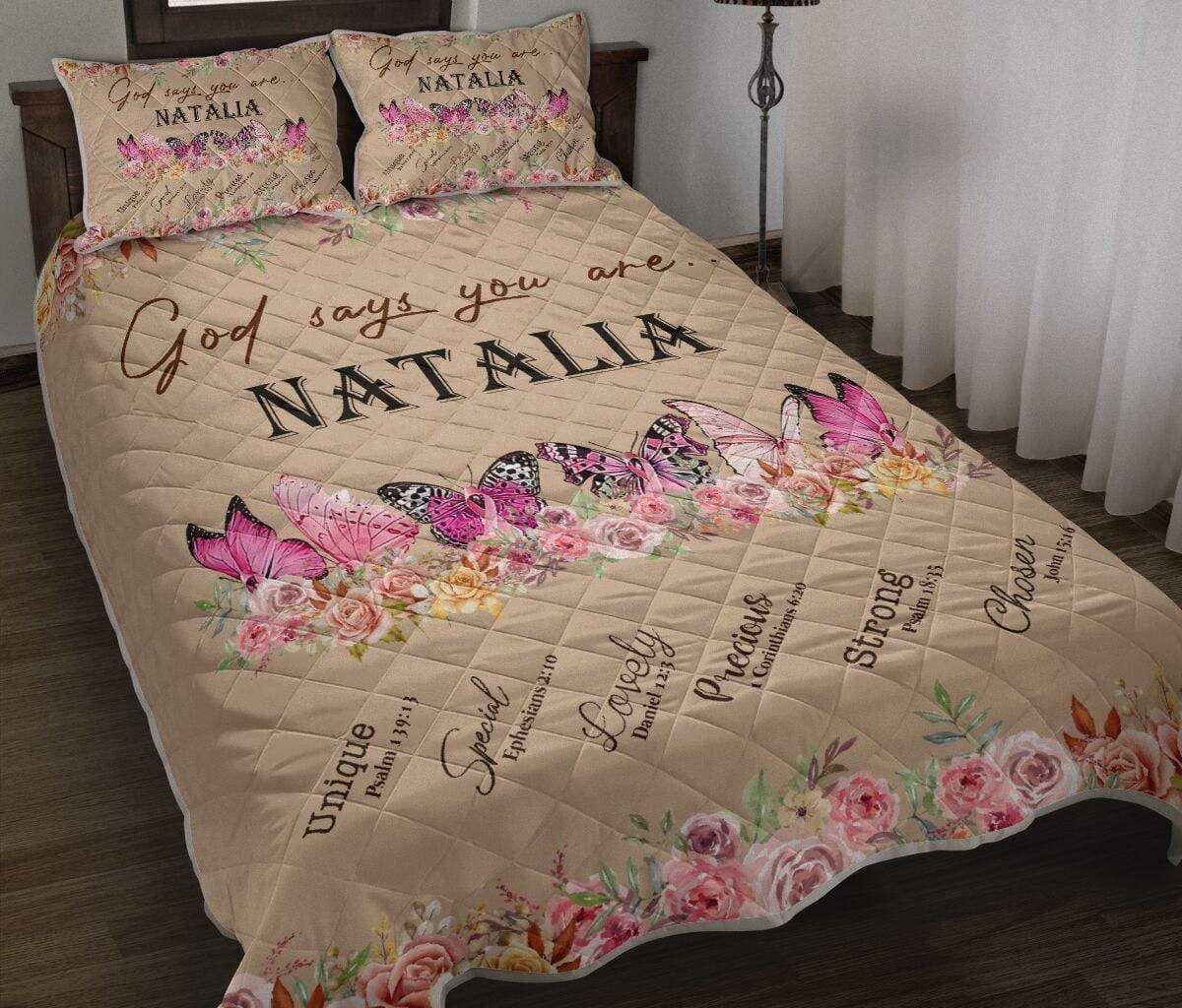 Personalized God Says You Are Butterfly Quilt Set Custom Name PANQBS0094