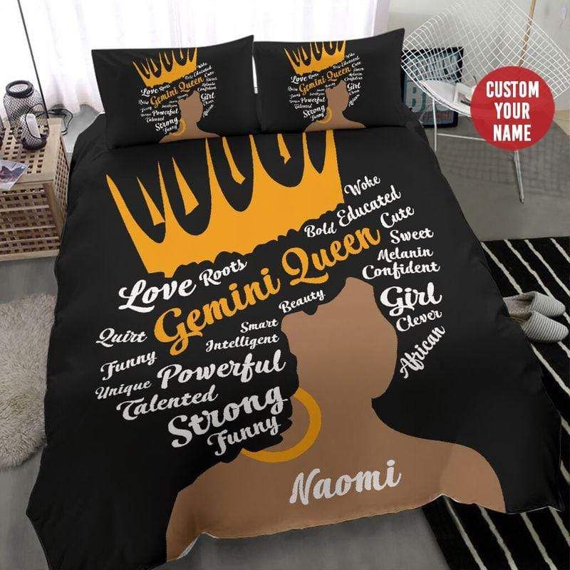 Personalized Black Queen Custom Zodiac And Name Duvet Cover Bedding Set